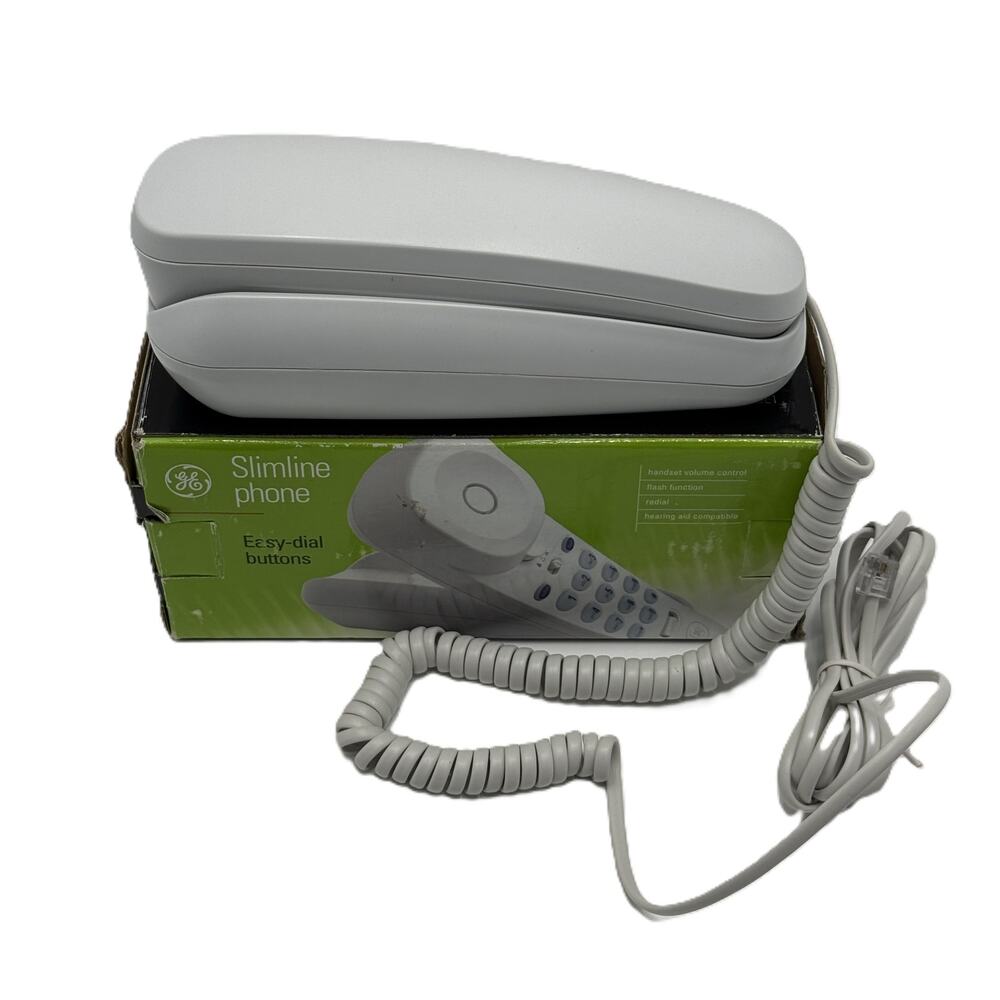 GE Slimline Corded Landline Phone (Model 29253GE1) - White